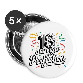 18 ans anniversaire 18 anniversaire cadeau 18 ans - Lot de 5 petits badges (25 mm) - blanc - Devant