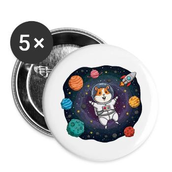 Weltraum Hamster Astronaut - Buttons klein 25 mm (5er Pack) - Weiß - Vorne