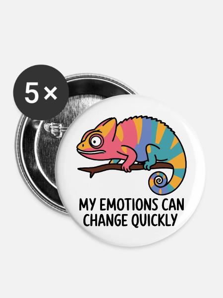 Bunte Chamäleon-Emotionen - Buttons klein 25 mm (5er Pack) - Weiß