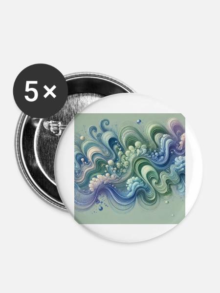 Fließende Harmonie - Buttons klein 25 mm (5er Pack) - Weiß