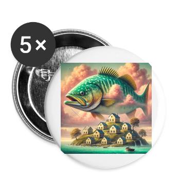 The Flying Fish - Buttons small 1''/25 mm (5-pack) - white - Front