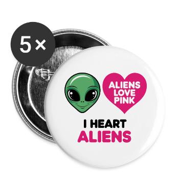 Les extraterrestres aiment le rose - Lot de 5 petits badges (25 mm) - blanc - Devant