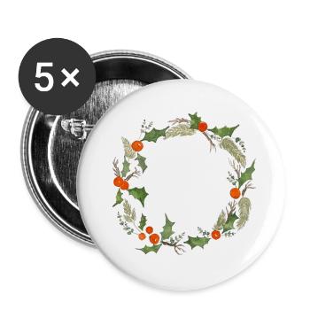 Couronne d'hiver - Lot de 5 petits badges (25 mm) - blanc - Devant