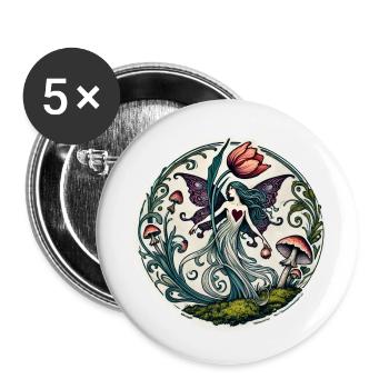 Frühling Tulpe Fee Naturliebhaber - Buttons klein 25 mm (5er Pack) - Weiß - Vorne