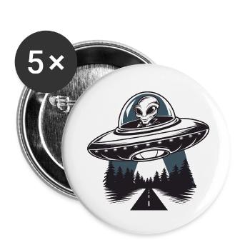 Alien Abduction - Buttons small 1''/25 mm (5-pack) - white - Front