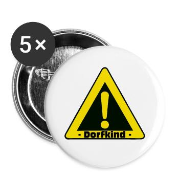 Dorfkind Warnzeichen Motiv - Buttons klein 25 mm (5er Pack) - Weiß - Vorne