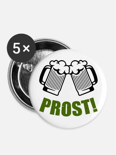 bier prost - Buttons klein 25 mm (5er Pack) - Weiß