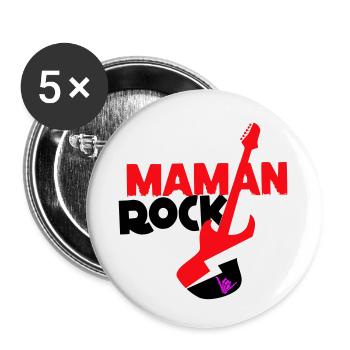 Maman rock - Lot de 5 petits badges (25 mm) - blanc - Devant