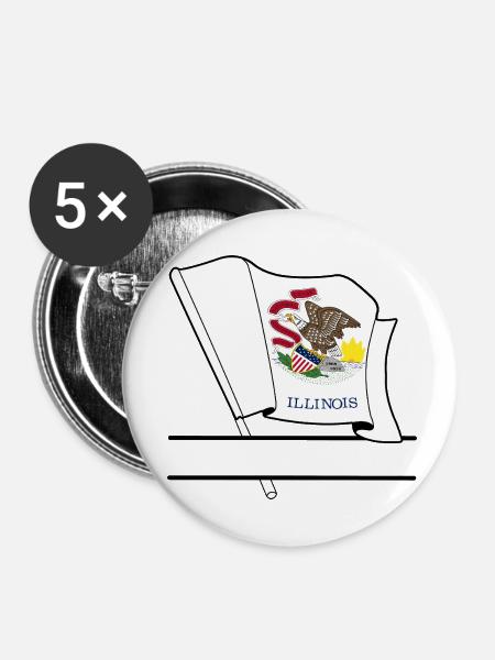 Hinweis Illinois Textbanner - Buttons klein 25 mm (5er Pack) - Weiß