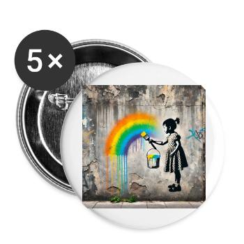 Kein Banksy - Farben gegen das Grau - Buttons klein 25 mm (5er Pack) - Weiß - Vorne