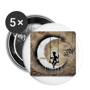 Kein Banksy - Schaukeln mit dem Mond - Buttons klein 25 mm (5er Pack) - Weiß - Vorne