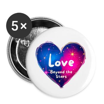 L’amour au-delà des étoiles Conception du cœur - Lot de 5 petits badges (25 mm) - blanc - Devant