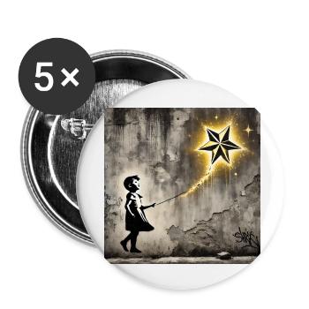 Kein Banksy - Sterne im Wind - Buttons klein 25 mm (5er Pack) - Weiß - Vorne