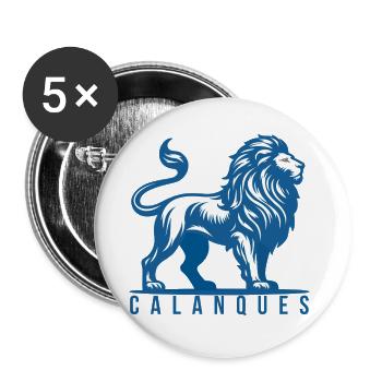 Blau-weißer Calanque-Löwe - Buttons klein 25 mm (5er Pack) - Weiß - Vorne
