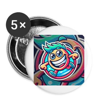 Fröhliche Cartoon-Atmosphäre - Buttons klein 25 mm (5er Pack) - Weiß - Vorne