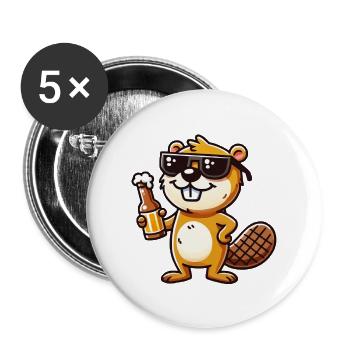 Biber Bier - Buttons klein 25 mm (5er Pack) - Weiß - Vorne