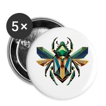 Majestätischer Skarabäus im edlen Stil - Buttons klein 25 mm (5er Pack) - Weiß - Vorne