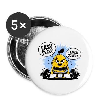 Easy Peasy Lemon Squeezy - Funny Lemon Gym Workout - Buttons small 1''/25 mm (5-pack) - white - Front