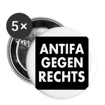Antifa gegen rechts - Buttons klein 25 mm (5er Pack) - Weiß - Vorne
