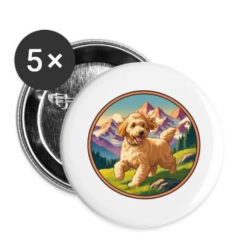 Golden Doodles Berge Vitage - Buttons klein 25 mm (5er Pack) - Weiß - Vorne
