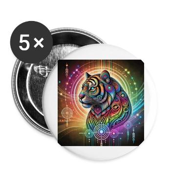 Spirit Animal Tiger - Buttons small 1''/25 mm (5-pack) - white - Front