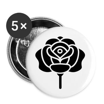 Pink Flower - Buttons small 1''/25 mm (5-pack) - white - Front