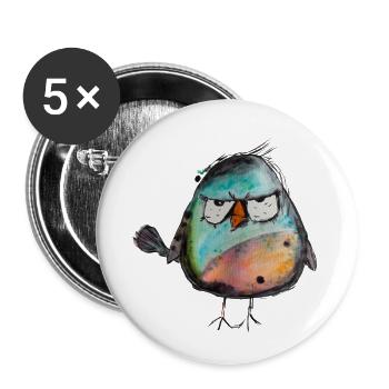 Angry Bird Watercolor Hand Painted Bird Sparrow - Buttons small 1''/25 mm (5-pack) - white - Front