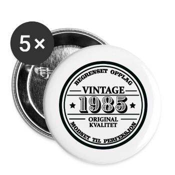 Vintage 1985 - Norwegisch Geburtstag - Buttons klein 25 mm (5er Pack) - Weiß - Vorne