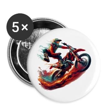 Motorrad,Motorcross dirtbike - Buttons klein 25 mm (5er Pack) - Weiß - Vorne