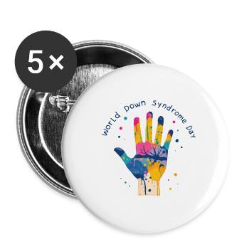World Down Syndrome Day - Buttons small 1''/25 mm (5-pack) - white - Front
