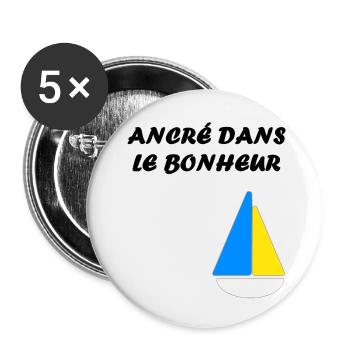 ancré dans le bonheur - Lot de 5 petits badges (25 mm) - blanc - Devant