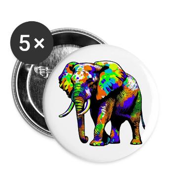 Elephant - Buttons small 1''/25 mm (5-pack) - white - Front