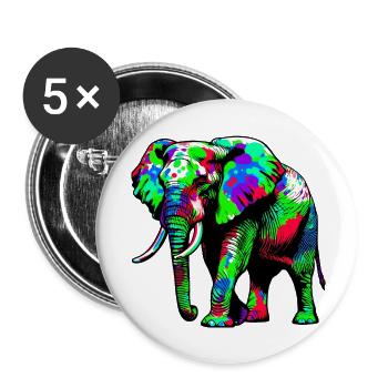Elephant - Buttons small 1''/25 mm (5-pack) - white - Front