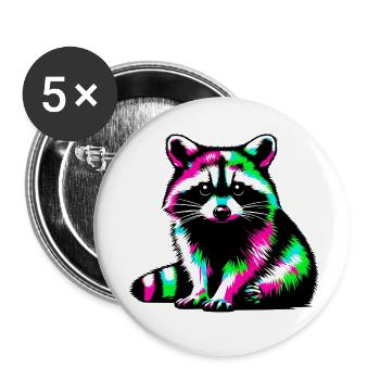 Raton laveur - Lot de 5 petits badges (25 mm) - blanc - Devant