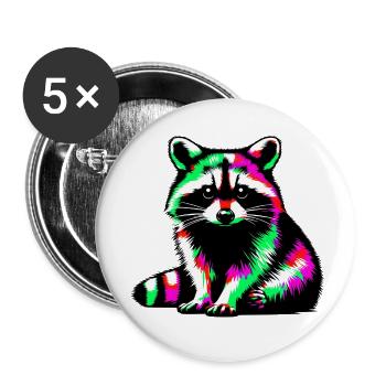 Waschbär - Buttons klein 25 mm (5er Pack) - Weiß - Vorne