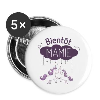 Soon Grandma Future Grandmother - Buttons small 1''/25 mm (5-pack) - white - Front