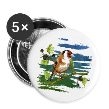 Bunter Vogel - Buttons klein 25 mm (5er Pack) - Weiß - Vorne