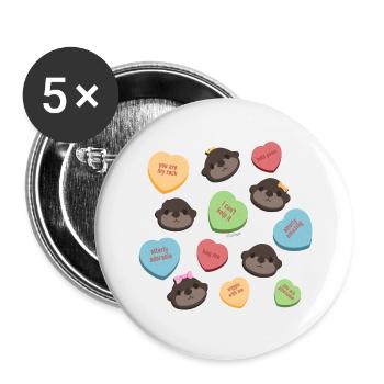 Tazzz Gespräche| Valentinstag Süßigkeiten - Buttons klein 25 mm (5er Pack) - Weiß - Vorne