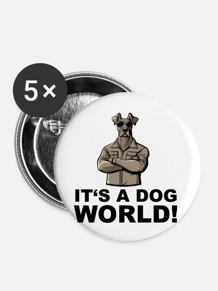 dog comic - Buttons klein 25 mm (5er Pack) - Weiß
