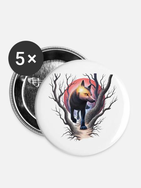Fuchs auf der Jagd - Buttons klein 25 mm (5er Pack) - Weiß