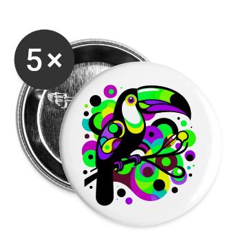 Toucan - Buttons small 1''/25 mm (5-pack) - white - Front