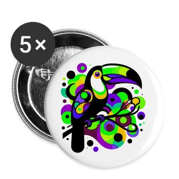 Toucan - Buttons small 1''/25 mm (5-pack) - white - Front