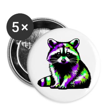 Waschbär - Buttons klein 25 mm (5er Pack) - Weiß - Vorne