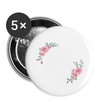 Rosa Blumenbuchstabe - Buttons klein 25 mm (5er Pack) - Weiß - Vorne