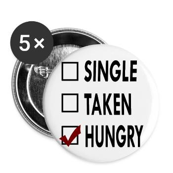 SINGLE noir blanc HUNGRY - Lot de 5 petits badges (25 mm) - blanc - Devant
