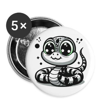 Snake B&W - Buttons small 1''/25 mm (5-pack) - white - Front