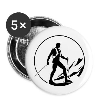 Sports de marche nordique - Lot de 5 petits badges (25 mm) - blanc - Devant
