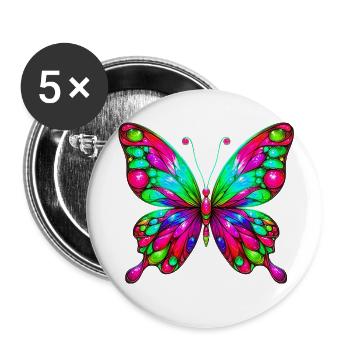Butterfly - Buttons small 1''/25 mm (5-pack) - white - Front