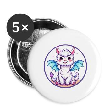 Alpakadrache - Buttons klein 25 mm (5er Pack) - Weiß - Vorne