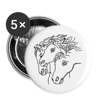 Horses - Buttons small 1''/25 mm (5-pack) - white - Front